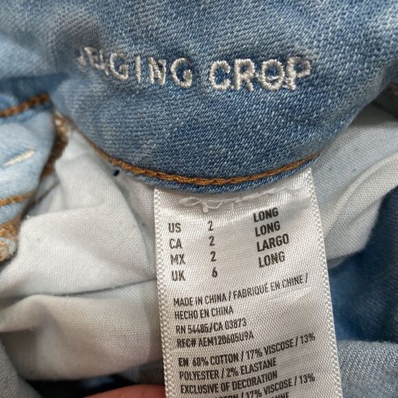 American Eagle Light Wash Ripped Jegging Crop Jeans 2/26 Long - Picture 6 of 7